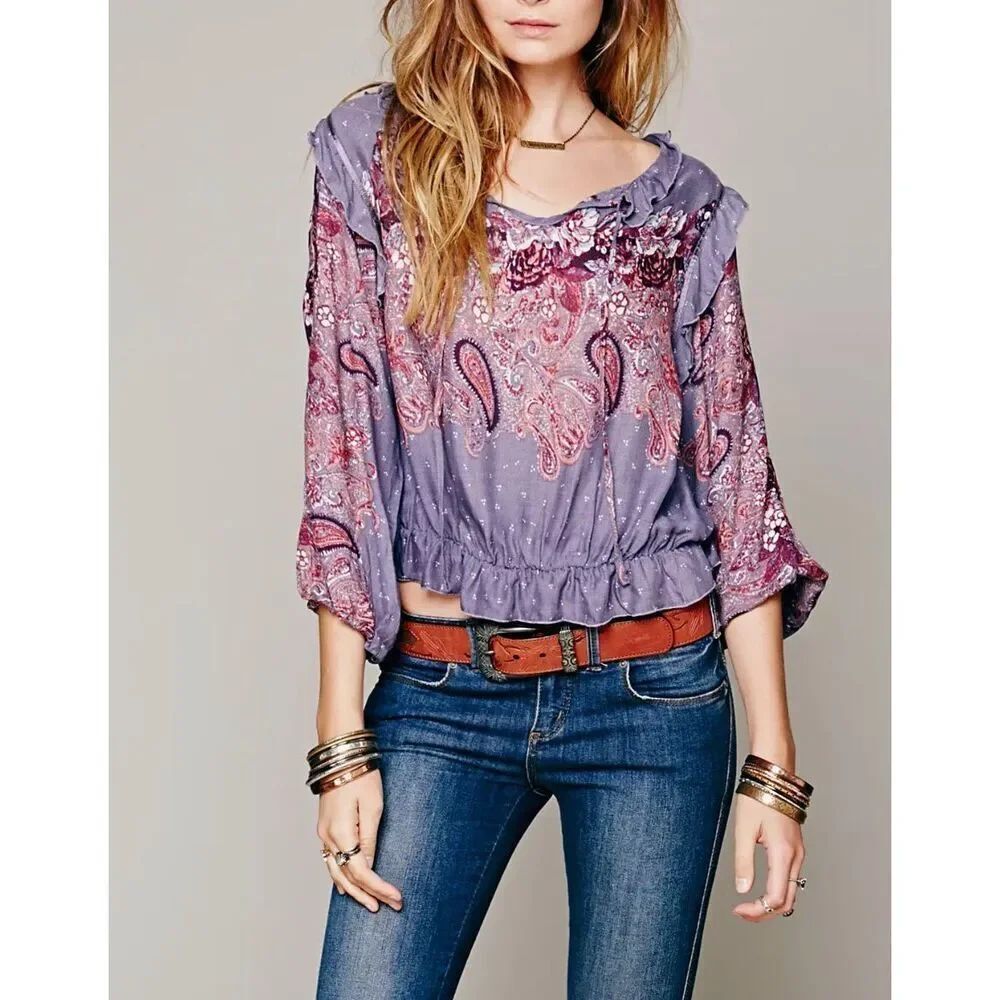 Free People Radar Paisley Top | Periwinkle in Large